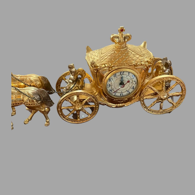 United Clock Corp 640 Four Horse and Cinderella Carriage Clock - SEE DETAILS