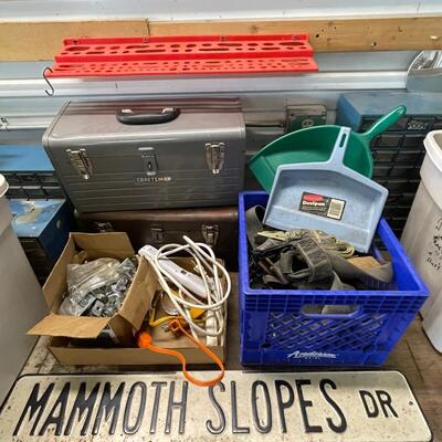 FS84 Empty toolboxes X2, cords, mammoth slope Drive sign, and miscellaneous