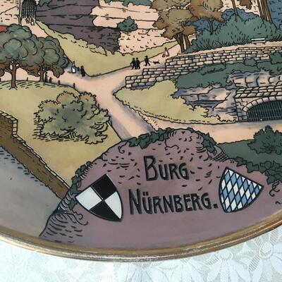 Mettlach etched castle plate