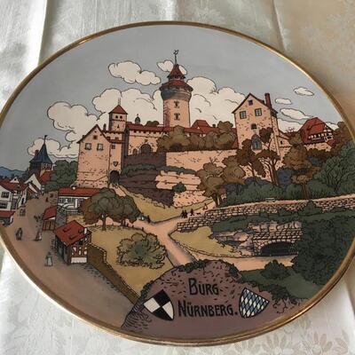 Mettlach etched castle plate