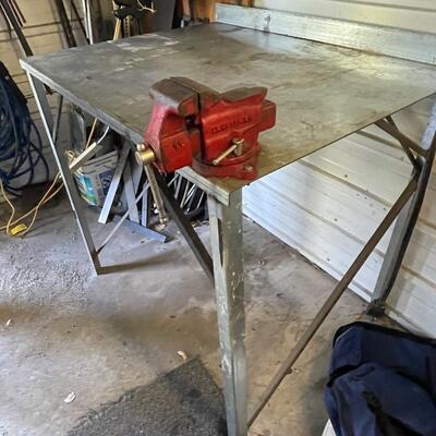 FS64 Workbench, 34 inches deep, 44 inches wide, 40 inches tall with small craftsman vise