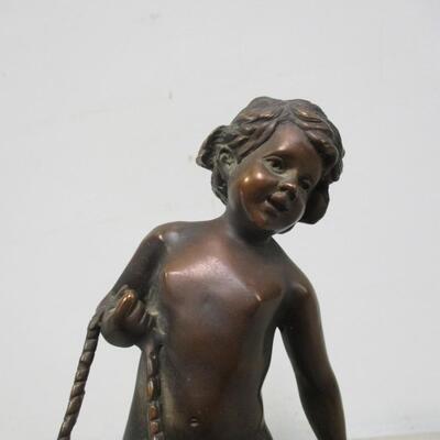 French Bronze Child Sculpture By Auguste Moreau Signed