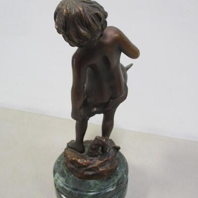 French Bronze Child Sculpture By Auguste Moreau Signed