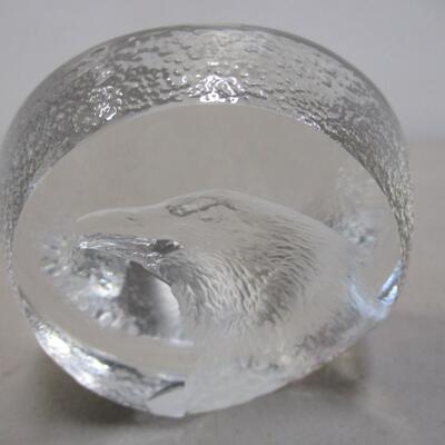 Eagle Clear Paperweight Signed