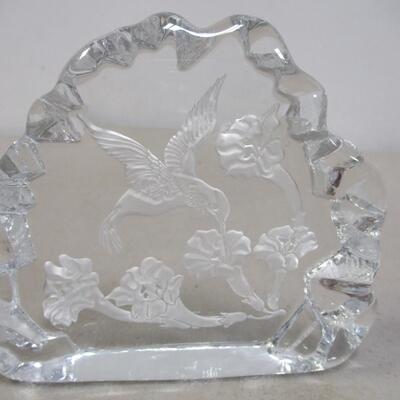 Clear Crystal Glass Hummingbird Paperweight