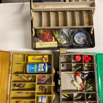 FS39-Three tackle boxes and miscellaneous tackle