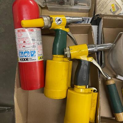 FS32-Utility chain, garden tool, drain cleaner, tie wraps, assorted tape, miscellaneous hardware/attachments, fire extinguisher,...