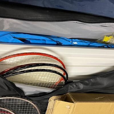 FS16-Badminton set with net, additional rackets, camping chair