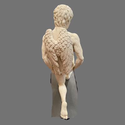 Large Kneeling Cupid Statue on Display Board
