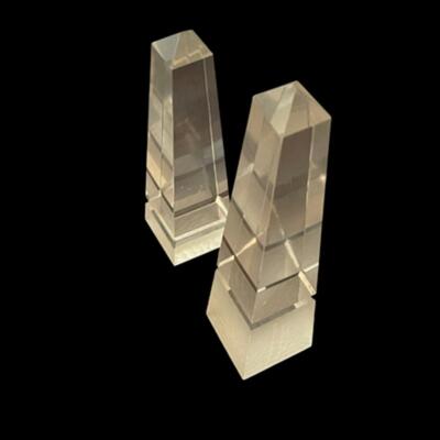 Two Contemporary Crystal Obelisks - 9.5" and 8.5"