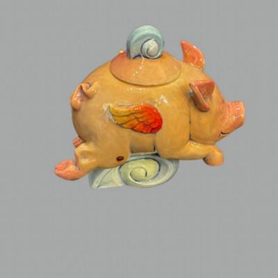 Danisha Flight of the Fancy Pig with Lid Sculpture - Numbered - 5"