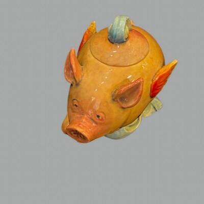 Danisha Flight of the Fancy Pig with Lid Sculpture - Numbered - 5"
