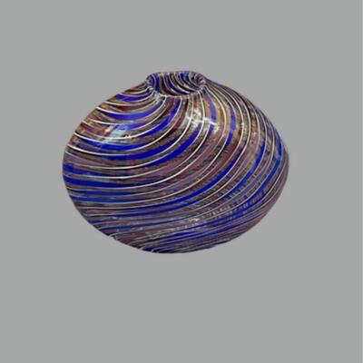 Hand Blown Blue Swirl Vase - 10"