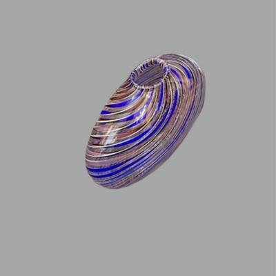 Hand Blown Blue Swirl Vase - 10"