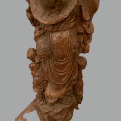 Carved Wood Chinese Fisherman - 23"