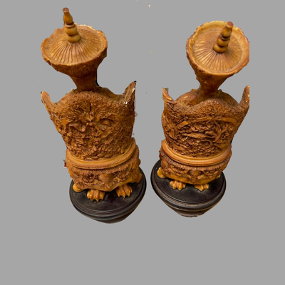 Vintage Emperor and Empress Carved Resin Figurines