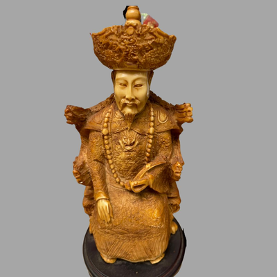 Vintage Emperor and Empress Carved Resin Figurines