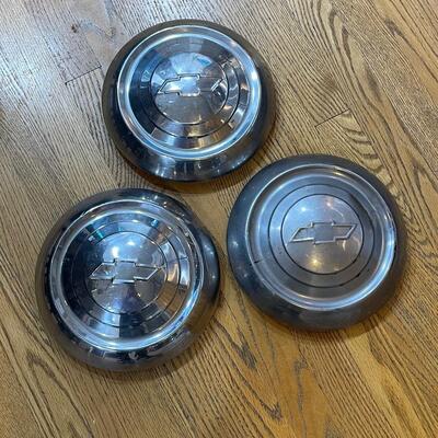 3 Chevy Chrome Bow Tie Hubcaps