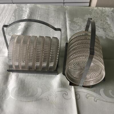 Vintage caddies with glass coasters