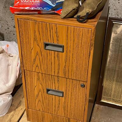B59 Metal filing cabinet,  vacuum bags, draft blocker