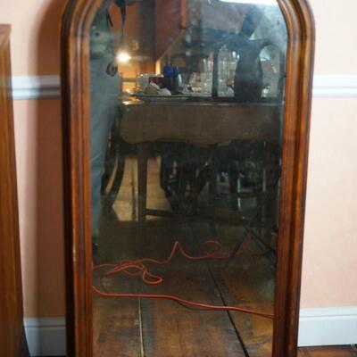 ANTIQUE 1870'S WALNUT HALL MIRROR WITH ARCHED TOP