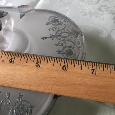 Vintage silver overlay plate and covered dish