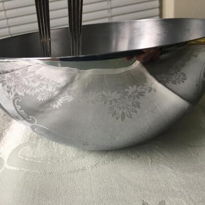 Vintage chrome ice bucket and tongs