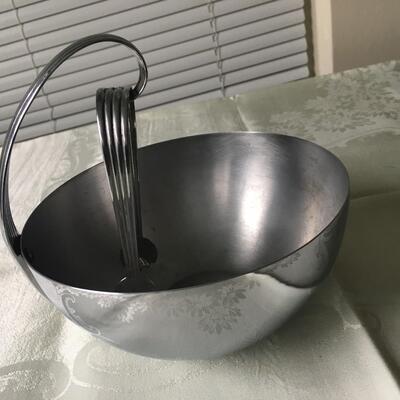 Vintage chrome ice bucket and tongs