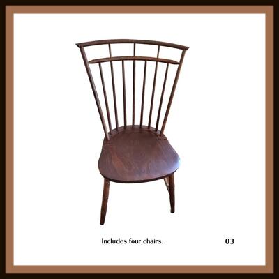 Colonial kitchen chairs maple and pine wood (4 chairs in bundle)