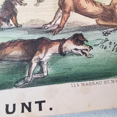 New Jersey Fox Hunt Currier and Ives 1876 "Taking Breath"