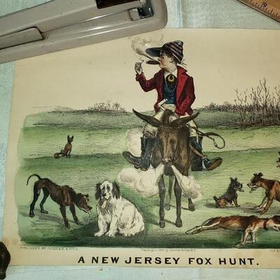 New Jersey Fox Hunt Currier and Ives 1876 "Taking Breath"
