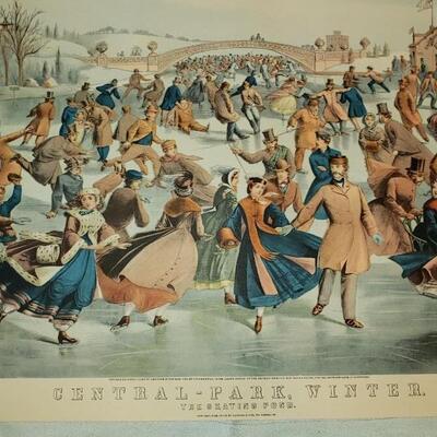 Central park Winter "The Skating Pond" currier and Ives litho