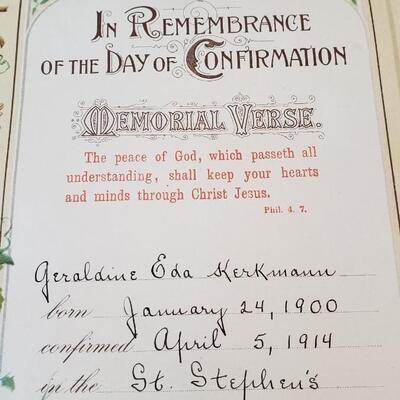 Confirmation document from 1914