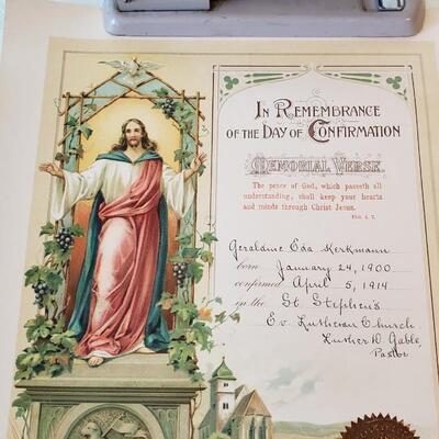 Confirmation document from 1914