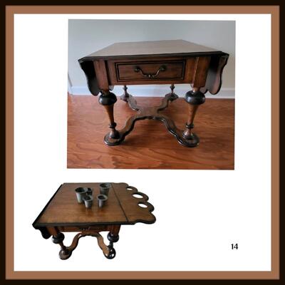 Wood Gaming Table (Vintage) and Folding Leaves