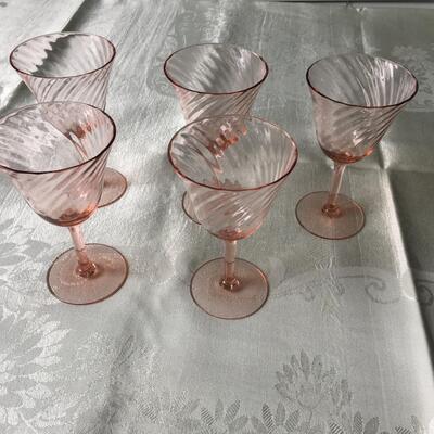 Vintage pink stemware Depression ware