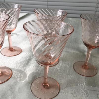 Vintage pink stemware Depression ware