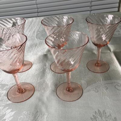 Vintage pink stemware Depression ware
