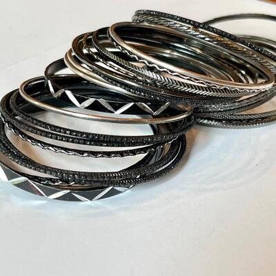Black & Silver Bangle Stack.
