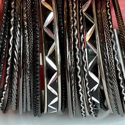 Black & Silver Bangle Stack.