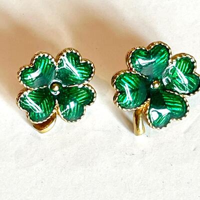Enameled 4-Leaf Clover Earrings