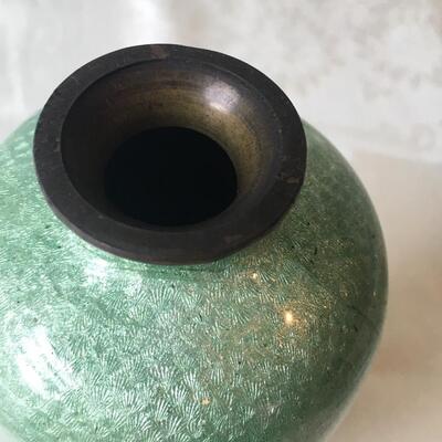 Vintage enamel painted vase