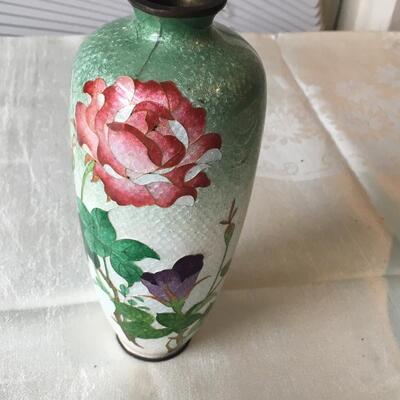 Vintage enamel painted vase