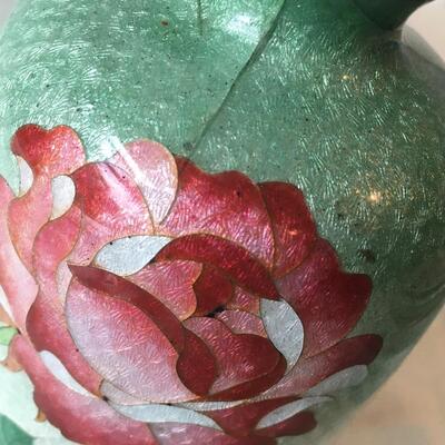 Vintage enamel painted vase