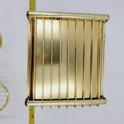 VINTAGE GOLD TONED METAL BATHROOM SET