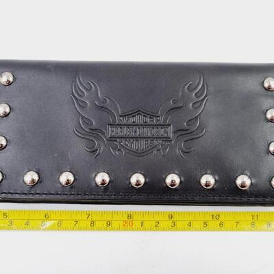 HARLEY DAVIDSON STUDDED LEATHER BLACK WALLET
