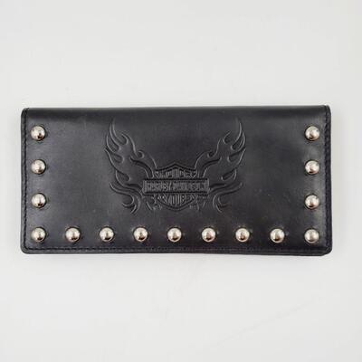 HARLEY DAVIDSON STUDDED LEATHER BLACK WALLET