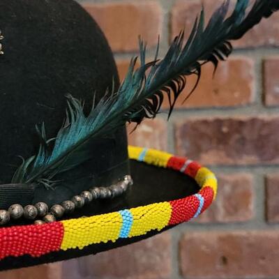 Lot 50: Vintage Derby Hat with Custom Beadwork