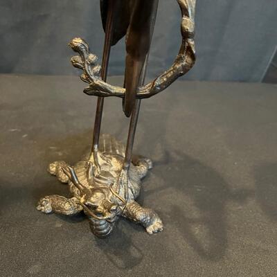 Bronze Candlesticks Crane w/Chinese Dragon