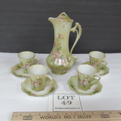 Nippon Chocolate Pot and 4 Matching Cup/Saucer Sets